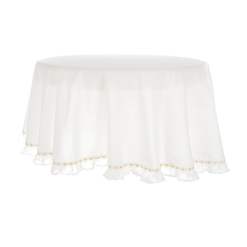 Round Table Cloth With Frill Daisy Collection By Blanc Mariclo Round Table Cloth With Frill Daisy Collection