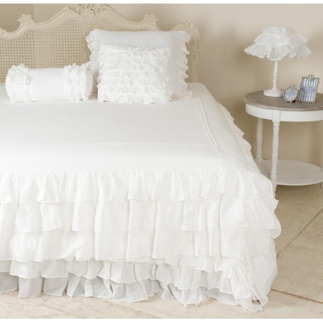 ... > Boutis > Bed cover with frills white "Fru Fru" 260 x 26...