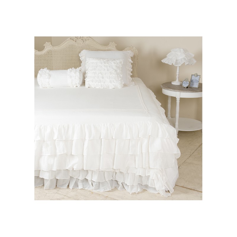 ... > Boutis > Bed cover with frills white "Fru Fru" 260 x 26...