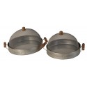 Set de 2 cloches "fromages-fruits" couleur zinc