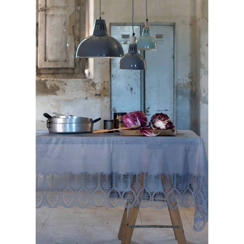 Vinyl lace tablecloth white 152x228 cm signed Blanc Mariclo