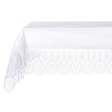 Vinyl lace tablecloth white 152x228 cm signed Blanc Mariclo