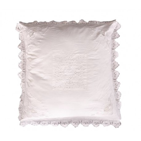 taie d'oreiller dentelière 60x60 cm de chez coquecigrues