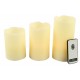 Set of 3 LED candle natural with remote control