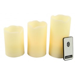 Set de 3 bougies naturelles à LED à télécommande