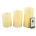 Set of 3 LED candle natural with remote control
