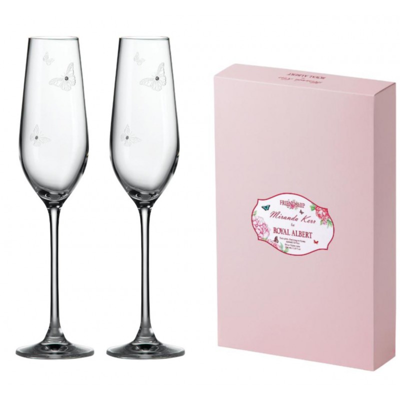 Set of champagne flutes Miranda Kerr by Swarovski with Royal Albert