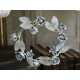 Wreath white leaves & roses antique white