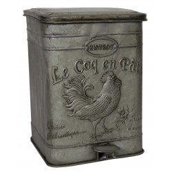 Zinc bin with cock decor