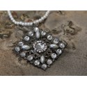 Diamond-shaped pendant with crystals and beads