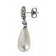 Boucles d’oreilles à cristaux Swarovski® et perles blanc ivoire sur monture couleur argent