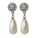 Boucles d’oreilles à cristaux Swarovski® et perles blanc ivoire sur monture couleur argent