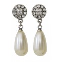 Boucles d’oreilles à cristaux Swarovski® et perle nacrée Swarovski® blanc ivoire sur monture couleur argent