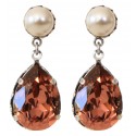 Swarovski® Crystal Drop Earrings Pink and Swarovski® Cream Pearl Pearl