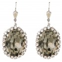 Swarovski® Black Diamond crystal earrings in oval shape on a silver frame