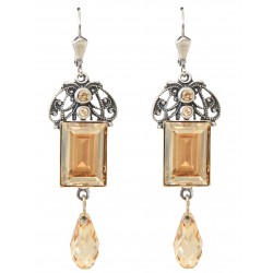 Boucles d'oreilles à cristaux Swarovski® Golden Shadow sur monture argent