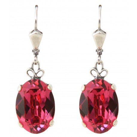 Boucles d'oreilles à cristaux Swarovski® Fuchsia sur monture argent