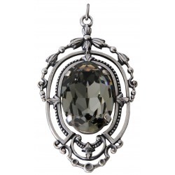 Necklace with silver chain and medallion with Swarovski® Crystal Black Diamond