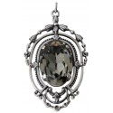 Necklace with silver chain and medallion with Swarovski® Crystal Black Diamond