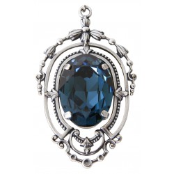 Collier avec chaîne argent et médaillon avec cristal  Swarovski® Black Diamond