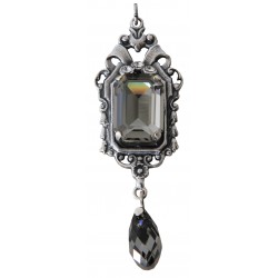 Collier avec chaîne argent et médaillon avec cristaux  Swarovski® Black Diamond et Crystal