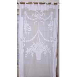 Curtain Ivory Panier Fleuri 130 x 300 cm by Coquecigrues