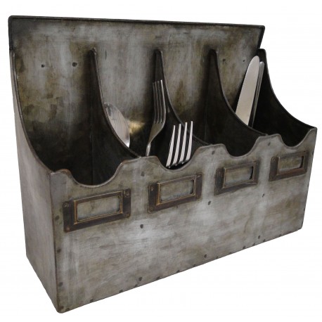 Range couverts mural vintage en zinc