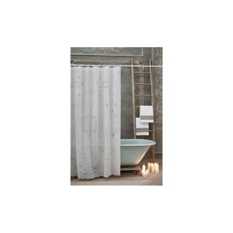 Shower Curtain White Vinyl Decorative 65