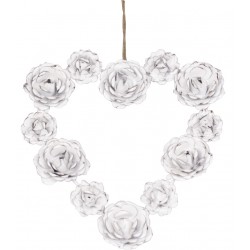 Wreath with roses heart antique white