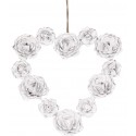 Couronne aux roses en forme de coeur blanc antique