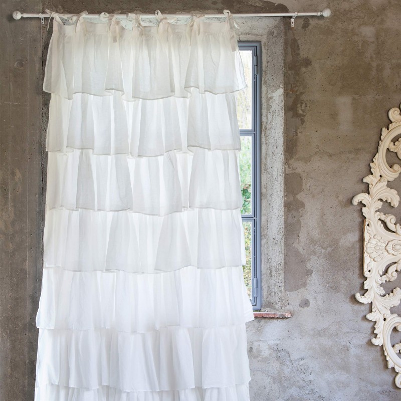 Jupon De Lit Queen Shabby Chic Blanc 100% Coton - Style Volant, Occasion