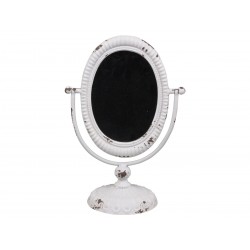 Tilt mirror on foot antique white