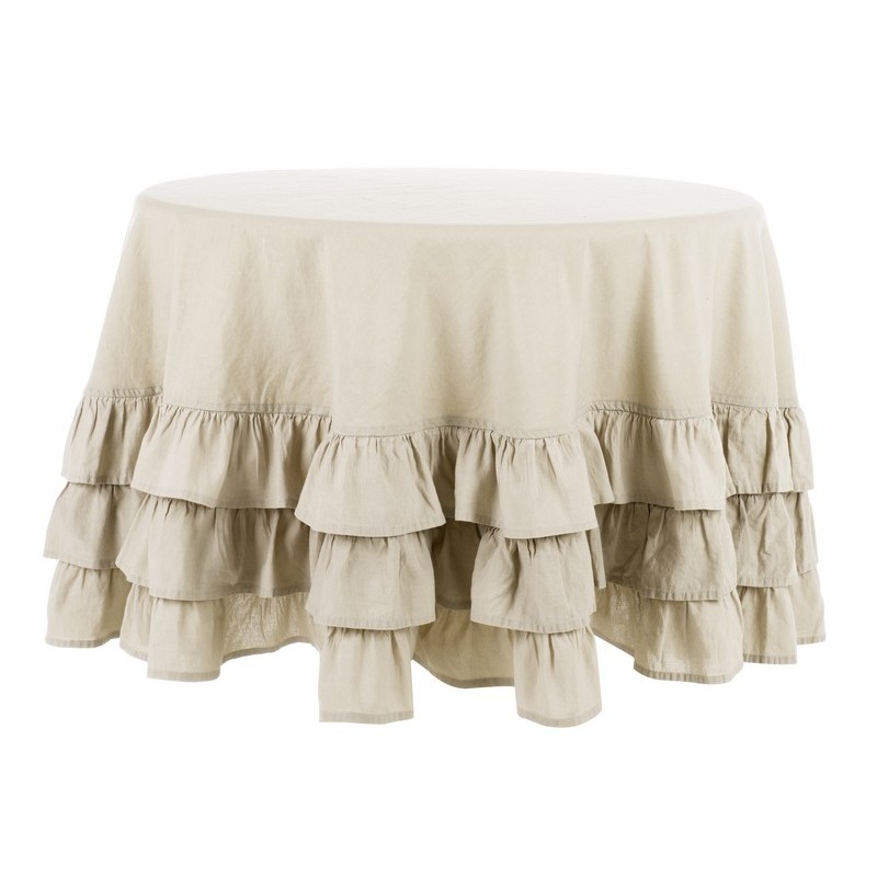 Natural round tablecloth with 3 ruffles Ø 190 "Elegance Ruffle"