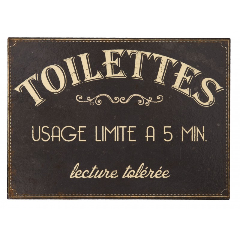 Plaque vintage Toilettes lecture tolérée pancarte métal tendance NEUF  3700524730168 
