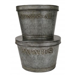 Set 2 pot réserves "Patates / Oignon-Ail" en zinc