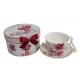 Coffret tasse et sous tasse décor fleurs roses