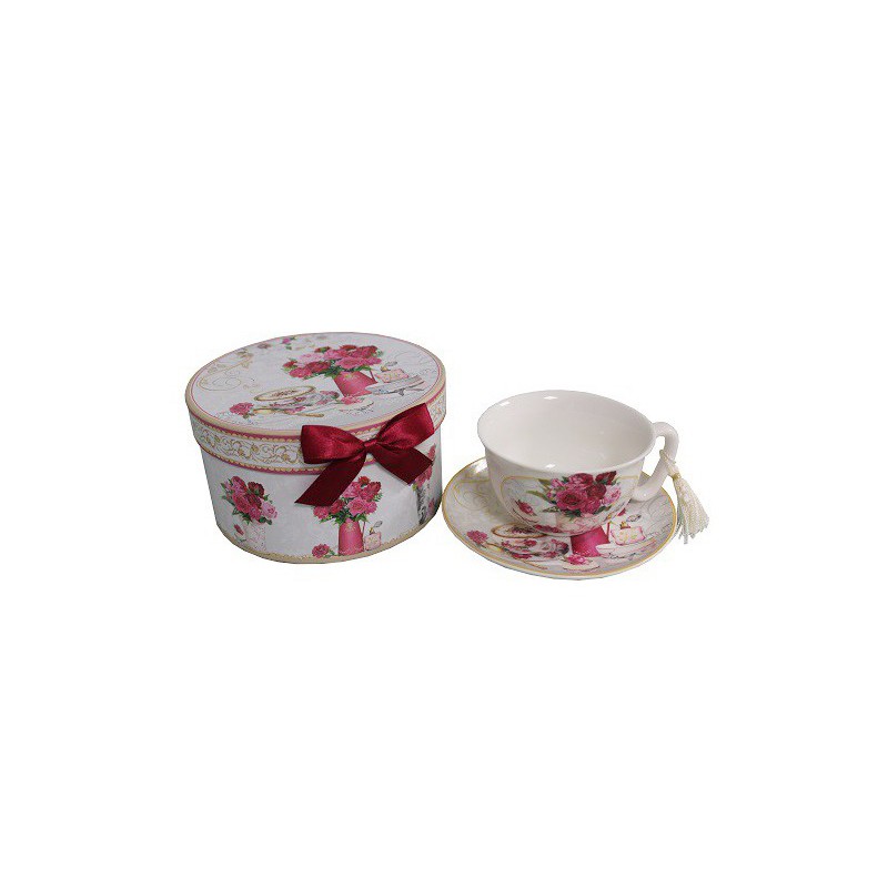 TASSE à INFUSION /SOUC PORCELAINE DECORS DE PARIS FLEURS