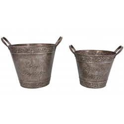 Set of 2 zinc buckets "Roses de Provence"