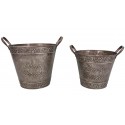 Set of 2 zinc buckets "Roses de Provence"