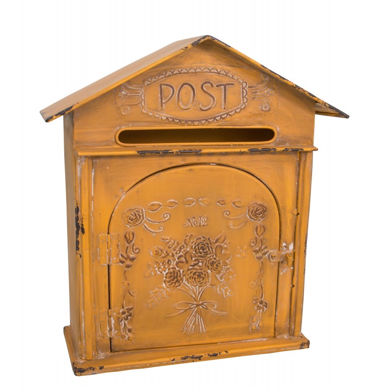 Boîte aux lettres ou boîte à clés jaune Post par Antic Line, idéal pour  un style rétro et vintage