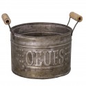 Zinc egg basket "Oeufs" with wooden handles