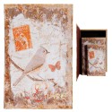 Set de 3 boîtes faux livres au de?cor oiseau orange