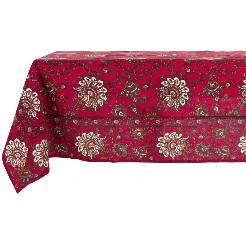 Nappe rouge Paisley 160 x 220 cm par Blanc Mariclo pour une déco shabby