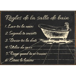 Plaque décorative "Règles de salle de bains"