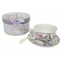 Teacup & saucer box decor lavender and rose