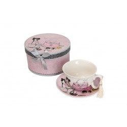 Coffret tasse et sous tasse décor Fashionista