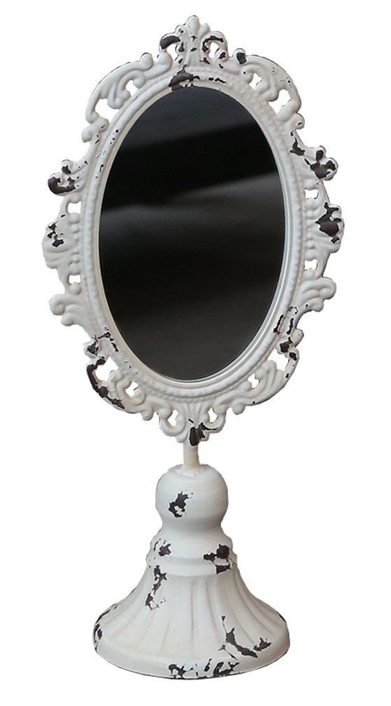 Tabletop antique white miror by Chic Antique, ideal for a shabby chic decor  in a cozy and romantic vintage feel.