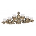Candle holder made of polyresin with silver gray look with six glass arms to votives