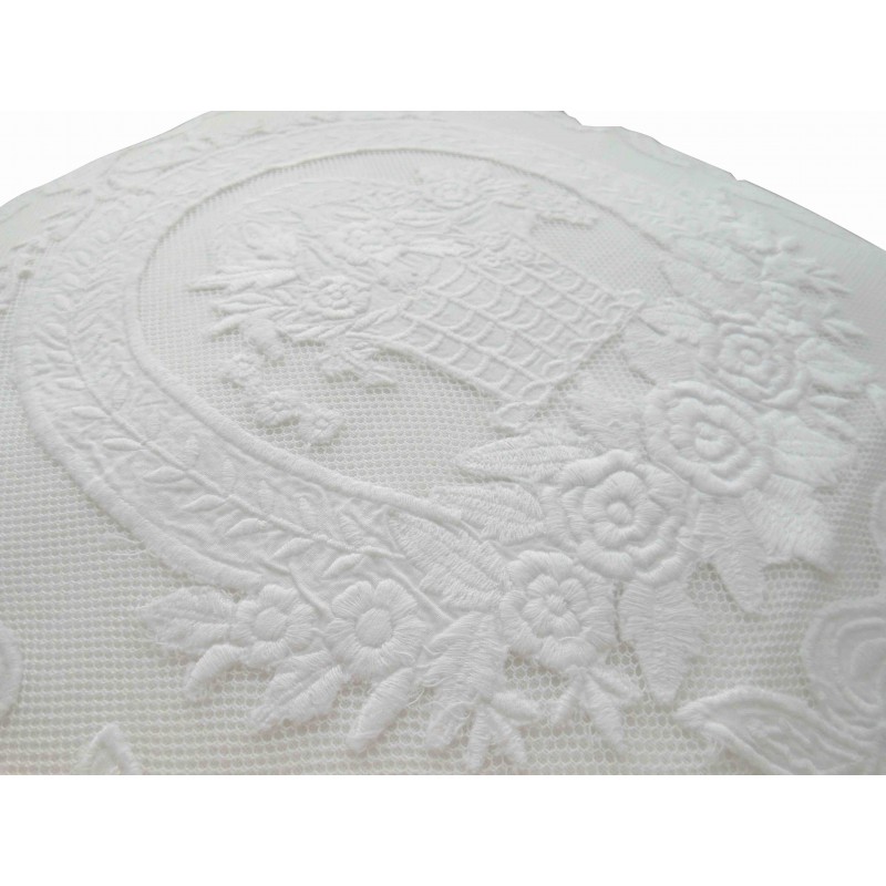 White linen cushion Porcelaine 45x45 cm, signed Coquecigrues, ideal for