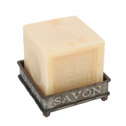 Porte-savon carré en zinc sur pieds